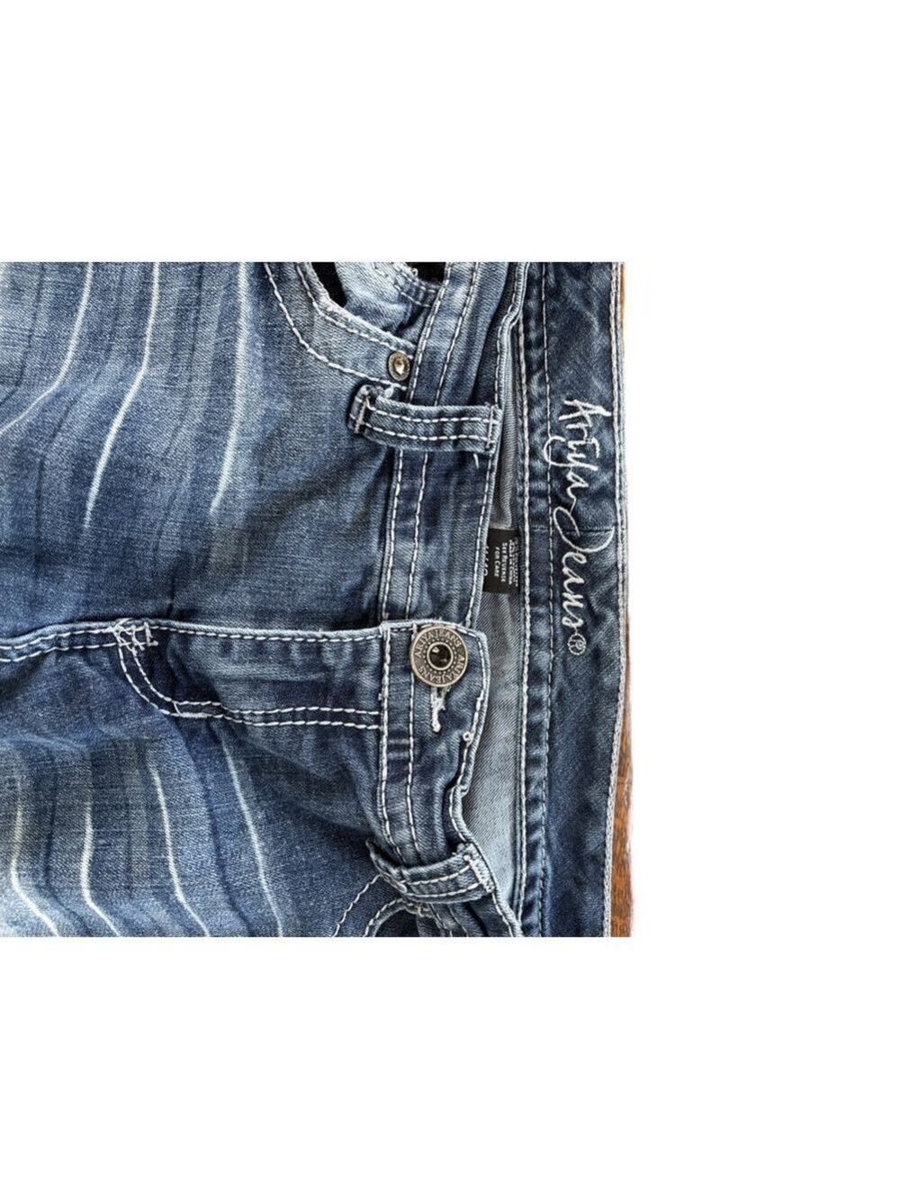 Juniors Aryia Jeans Boot Cut Blue White Size 11 - Picture 2 of 4